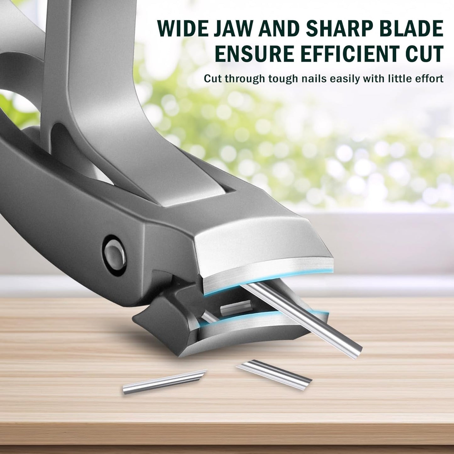 FVION Toenail Clippers for Ingrown Toenail Prevention, Straight Blade Podiatrist Nail Clippers for Thick Nails, Ergonomic Finger Nail Clippers for Adults, Seniors, Men and Women (Black)
