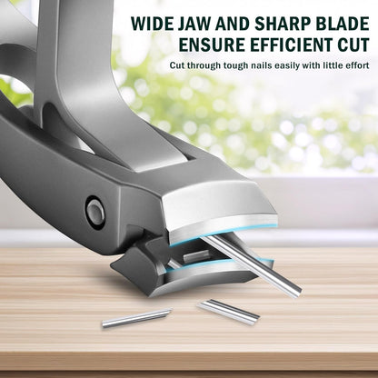 FVION Toenail Clippers for Ingrown Toenail Prevention, Straight Blade Podiatrist Nail Clippers for Thick Nails, Ergonomic Finger Nail Clippers for Adults, Seniors, Men and Women (Black)