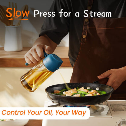 Purilite Select 470ml Glass Oil Sprayer &amp; Dispenser Bottle – 2-in-1 Flip Top