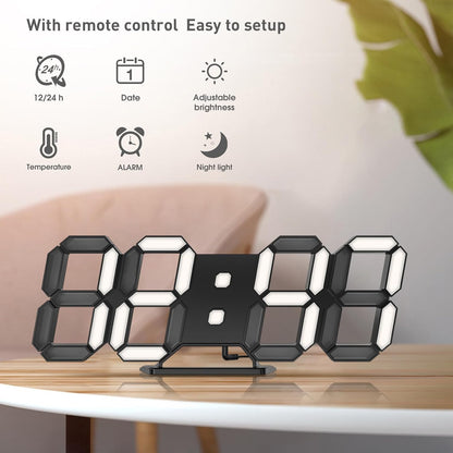 EDUP HOME 3D LED Wall Clock Desk Alarm Clock 7 Colors 9.7" with Remote Control, Digital Alarm Clock Adjustable Brightness Timer 12/24 Hr Time/Date/Temperature for Kid Bedroom/Kitchen/Office