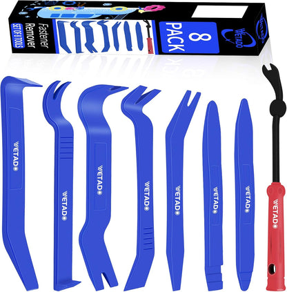 Wetado Trim Removal Tool, Car Upholstery Repair Kit, Car Door Audio Panel Trim Removal Set, Fastener Terminal Remover Tool Set Clips Pry Kit Auto Clip Pliers (8PCS Red)