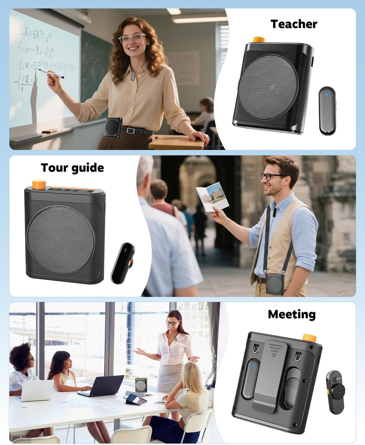 Tearstone Voice Amplifier for Teachers with Bluetooth, Dual Magnetic Mics Portable Rechargeable Speaker with Clip-On Lapel Microphones for Classroom, Tour Guide, Public Speaking, Training (Black)