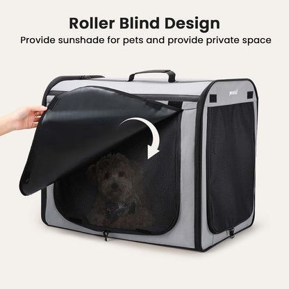 Pecute Collapsible Dog Crate for Pets＜15kg, Pet Carrier Stable and Light Weight, Soft Dog Crate with Breathable Windows, Portable Dog Carrier with Curtain 61×45×52 cm (Green)