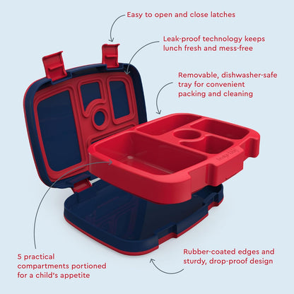 Bentgo Kids Prints (Unicorn) - Leak-Proof, 5-Compartment Bento-Style Kids Lunch Box - Ideal Portion Sizes for Ages 3 to 7 - BPA-Free and Food-Safe Materials