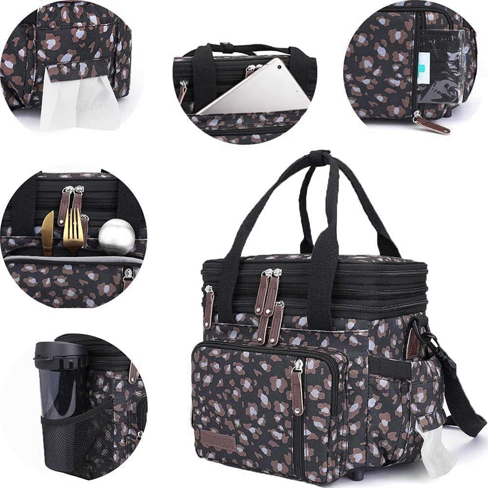 Lunch Bag Women Insulated Lunch Box for Work, Purple Expandable Large Lunch Bags, Leakproof Double Deck Lunch Box Cooler Bag（Purple）
