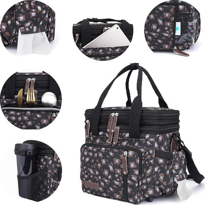 Lunch Bag Women Insulated Lunch Box for Work, Purple Expandable Large Lunch Bags, Leakproof Double Deck Lunch Box Cooler Bag（Purple）
