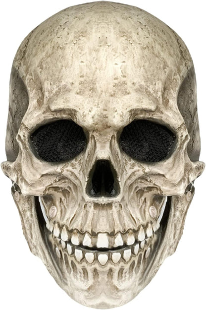 FLORENCE IISA Human Skull Mask Moving Jaw, Scary Halloween Costumes Mask, Full Head Skull Mask Realistic Latex (1P-Grey)