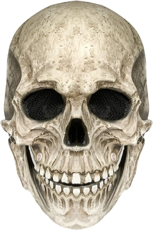 FLORENCE IISA Human Skull Mask Moving Jaw, Scary Halloween Costumes Mask, Full Head Skull Mask Realistic Latex (1P-Grey)
