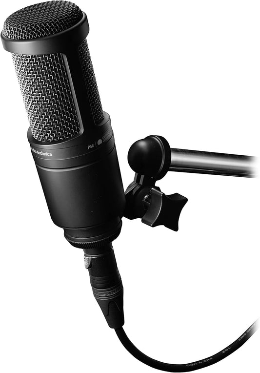 Audio-Technica AT2020 Cardioid Condenser Studio XLR Microphone, Ideal for Project/Home Studio Applications - PuriLite