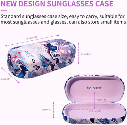 molshine Hard Shell Leather Sunglasses Case,Classic Large Glasses Case for Women Men,Sunglass Eyeglasses