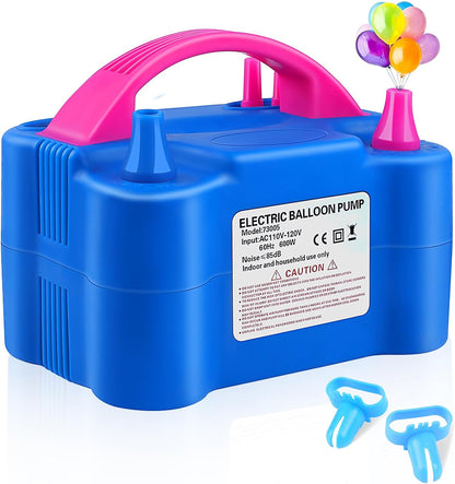 Electric Balloon Pump,Balloon Inflator, Dual Nozzle Electric Air Pump,Balloon Pump Balloons Blower 110V 600W for Party Decoration with Gifts:2 Balloon Tying Tools (Rose red)