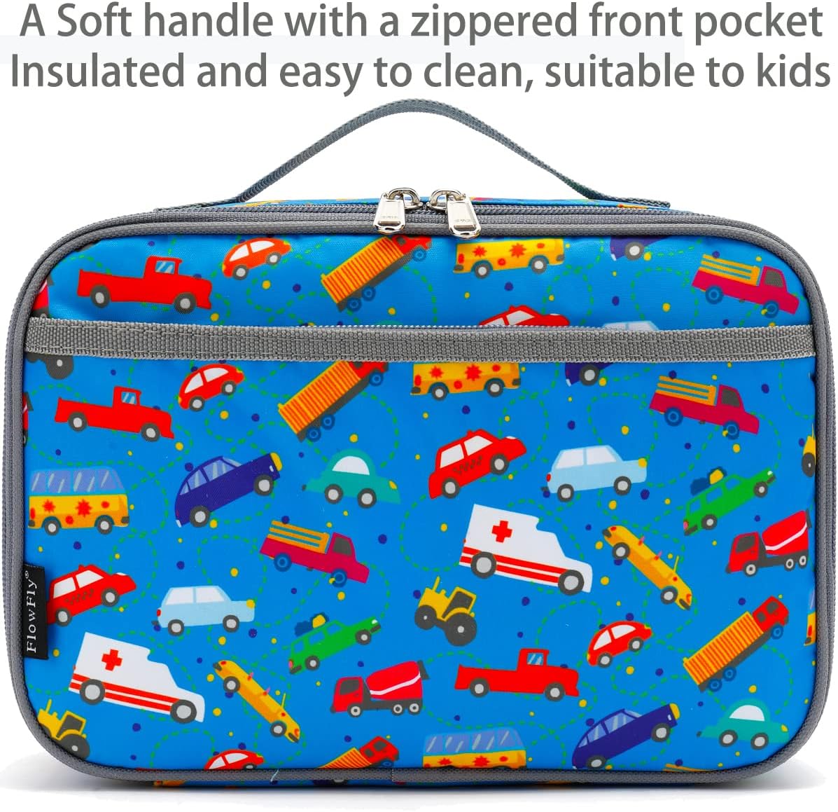 FlowFly Kids Lunch Box Insulated Soft Bag Mini Cooler Back to School Thermal Meal Tote Kit for Girls, Boys, Black