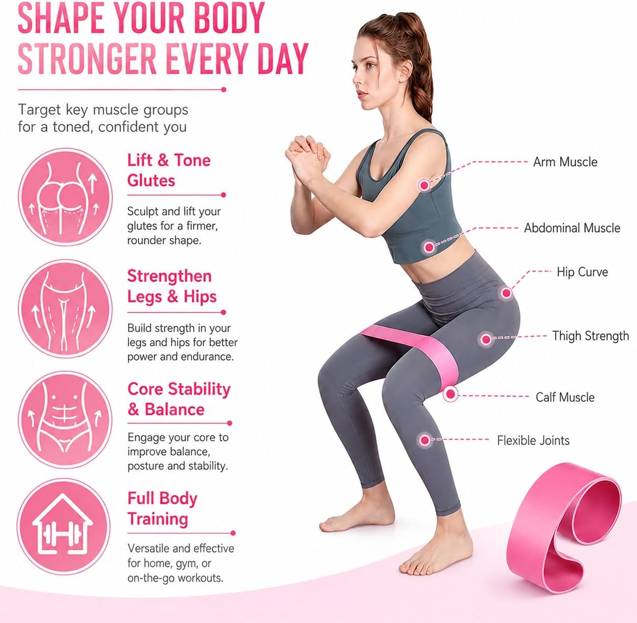 Fabric Resistance Bands Set for Women & Men, 4 Pack Workout Booty Bands | 4 Resistance Levels Exercise Bands, Built in Silicone Non-Slip, For Glutes, Legs, Squats, Yoga, Pilates and Strength Training
