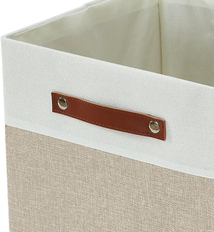 DECOMOMO Fabric Cube Storage Bin - Storage Baskets for Shelves, Kallax (Grey & White, 13 inch Cube) - 4 Pack