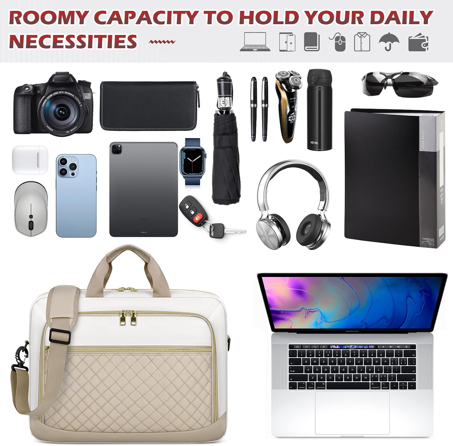Laptop Bag 17 Inch Laptop Briefcase for Women Waterproof Computer Messenger Bag Professional Laptop Case for Business Work - PuriLite