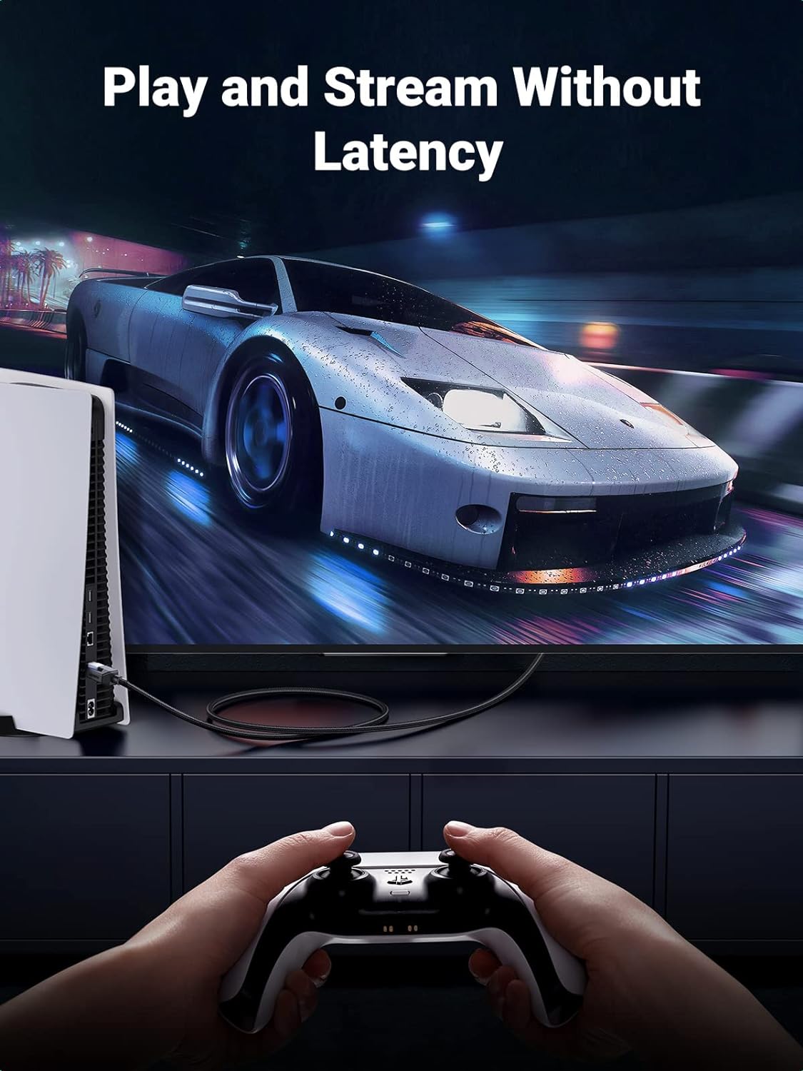 UGREEN Cat 8 Ethernet Cable High Speed 40Gbps 2000Mhz Network Shielded Cat8 Cable Braided Heavy Duty RJ45 LAN Cables Internet Cord Compatible for PS5, PS4, Xbox One, Modem, Router 6FT