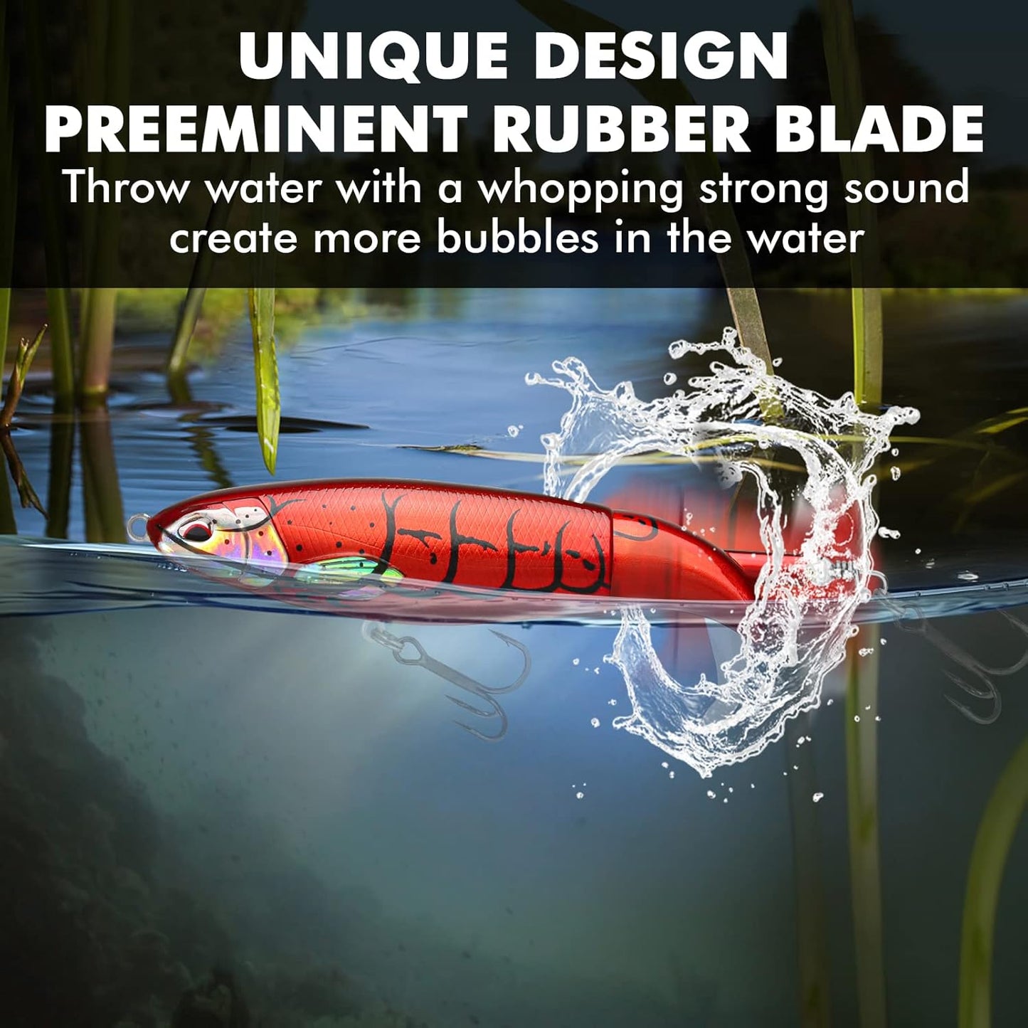 TRUSCEND PoPobait with BKK Hooks, Top Water Plopper Fishing Lures for Bass Walleye Pike Catfish Musky Perch, Floating Lure for Freshwater or Saltwater, Amazing Teasers Fishing Gifts for Family Fishing