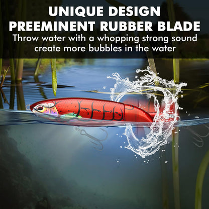 TRUSCEND PoPobait with BKK Hooks, Top Water Plopper Fishing Lures for Bass Walleye Pike Catfish Musky Perch, Floating Lure for Freshwater or Saltwater, Amazing Teasers Fishing Gifts for Family Fishing
