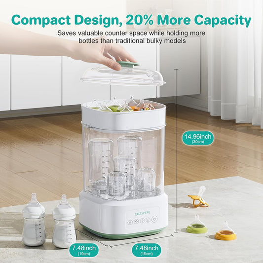 Electric Steam Baby Bottle Sterilizer and Dryer Compact Countertop