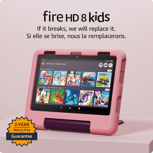 Amazon Fire HD 8 Kids tablet, includes kid-proof bumper for ages 3-5, ad-free content with parental controls, 13-hr battery, 32GB, Disney Princess, newest model