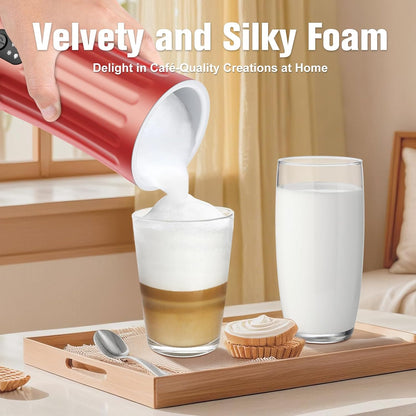 Electric Milk Frother, 4-in-1 Milk Steamer and Frother, 8.1oz/240ml Automatic Warm and Cold Foam Maker, Auto Shut-Off Frother for Coffee, Latte, Cappuccino, Macchiato(Black)