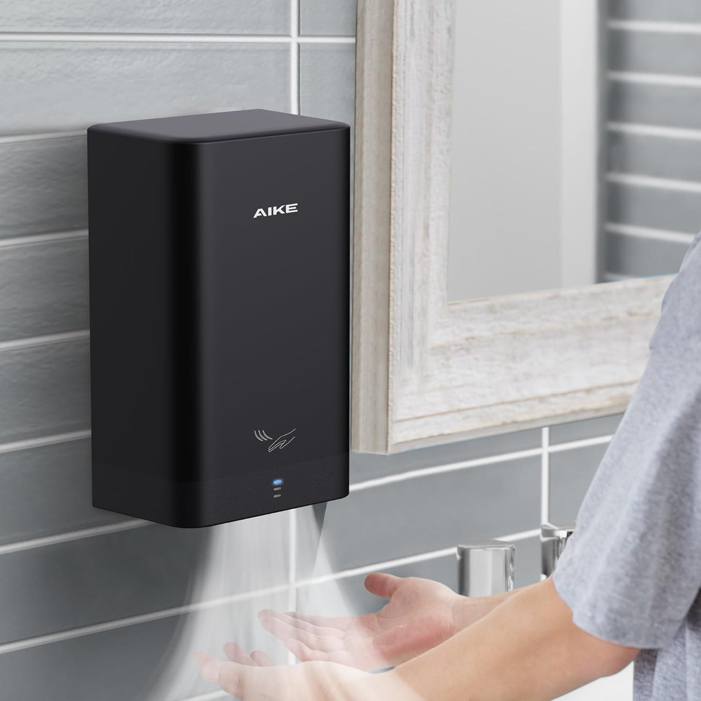 AIKE Surface Mounted ADA Compliant Hand Dryer with HEPA Filter,Black Model AK2822