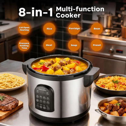 17.8QT Commercial Electric Pressure Cooker stainless steel Pressure Cooker | 24-hour Presetting |12 in 1 slow cooker with temperature control | LED Multifunction Steamer, Food Warmer with nonstick pot