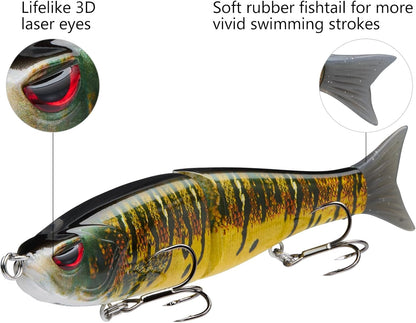 Bassdash SwimShad Glide Baits Jointed Swimbait Bass Pike Salmon Trout Muskie Fishing Lure