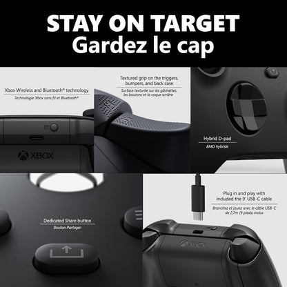 XBOX Core Wireless Gaming Controller + USB-C Cable for Series X|S, One, Windows PC, Android, and iOS