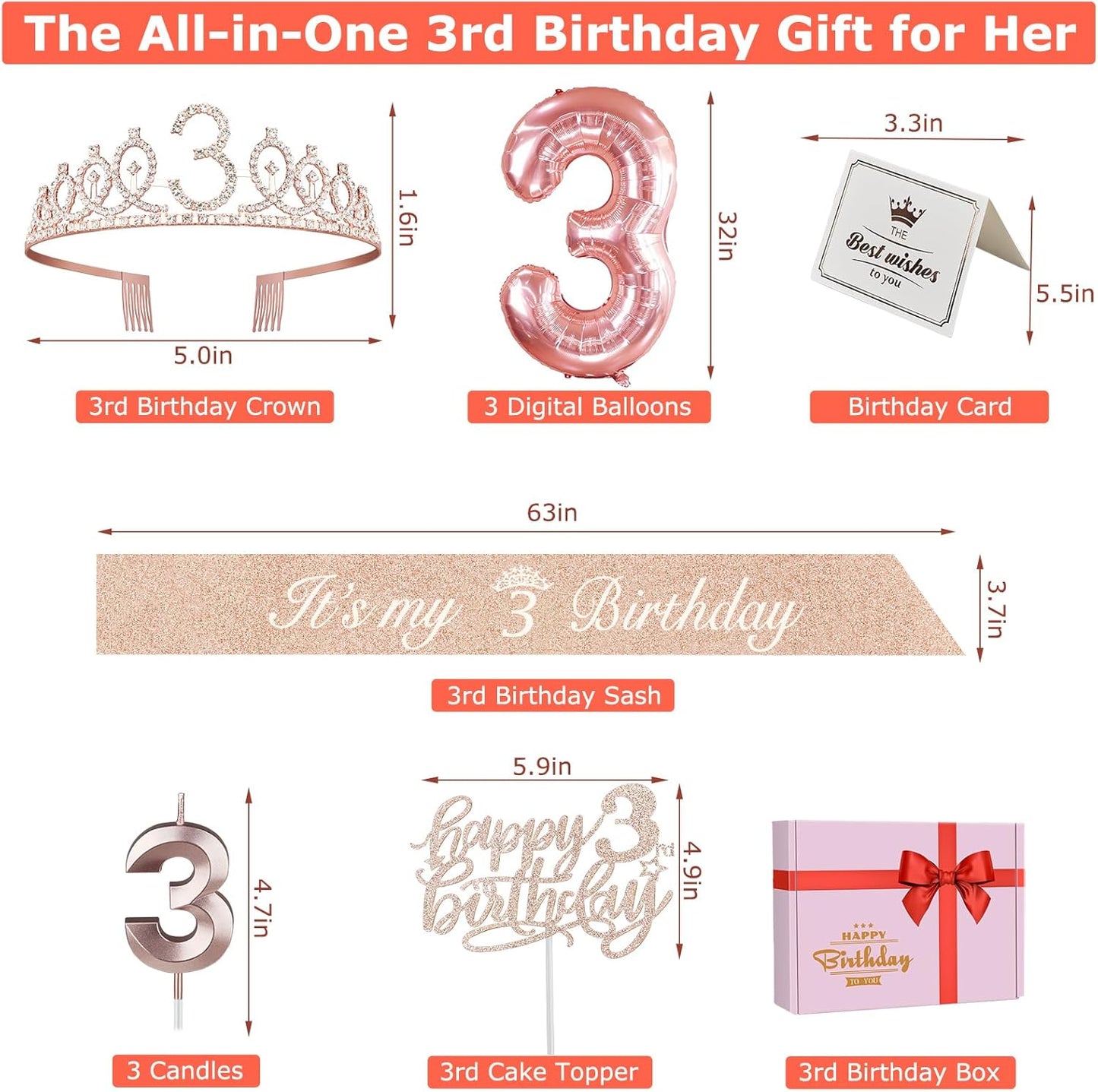 65th Birthday Decorations for Women, Including 65th Birthday Sash and Crown, Cake Topper and Candles, Number Balloons Rose Gold, 65 Year Old Gifts for Women