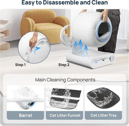 Self Cleaning Litter Box, 2025 Upgraded Automatic Cat Litter Box with Mat & Multiple Cleaning Tools, 68L+9L Large Capacity Litter Box Robot, Suitable for Multiple Cats, APP Control (Blue)