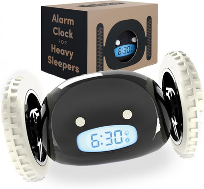 CLOCKY Extra Super Loud Alarm Clock for Heavy Sleepers Adults Kids Teens Bedroom, Move Jump Roll Run Away Easy to Set Smart Digital Alarm Clock Funny Gag Gift (Chrome)