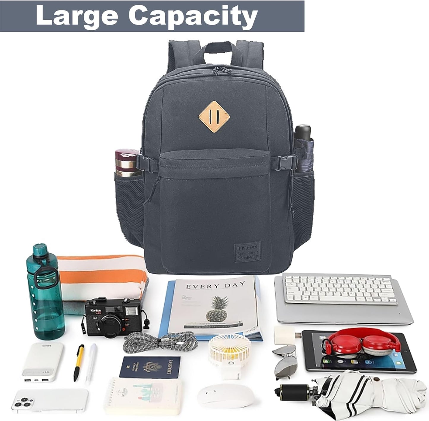 SUPACOOL Lightweight Casual Backpack for Men and Women, Large Backpack for School Boys and Girls