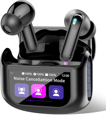 Wireless Earbuds, Bluetooth 5.4 Ear Buds with Multifunctional Touch Screen, 48H HiFi Stereo Headphones, ANC/ENC Noise Cancelling Mic, IPX7 Bluetooth Earbuds with 5 EQ Modes, in Ear Earphones, Black