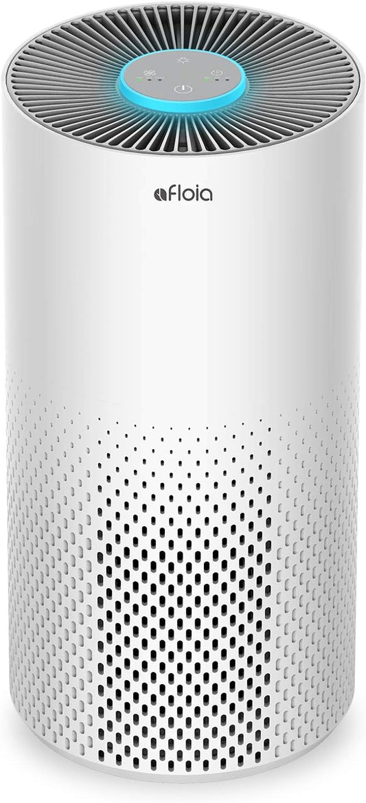 Afloia Air Purifier for Home Large Room Up to 1076 Ft², 3-Stage Air Cleaner for Bedroom 22 dB, Air Purifiers for Pets Dust Dander Mold Pollen, Odor Smoke Eliminator, Kilo White, 7 Color Light
