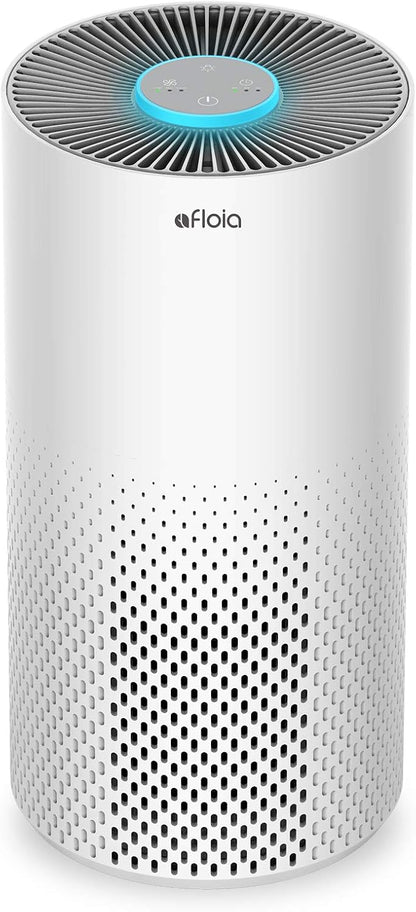 Afloia Air Purifiers for Bedroom Large Room Up to 1076 Ft², 3-Stage Air Filter for Home 22 dB, Air Cleaner for Pets Dust Dander Mold Pollen, Odor Smoke Eliminator, Kilo White, 7 Color Light