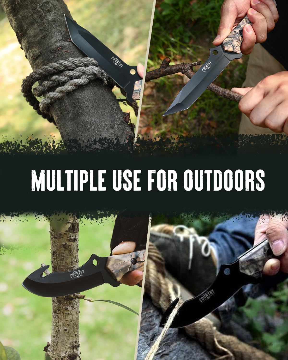 Mossy Oak 2-Piece Hunting Knives Gut Hook Set with Sheath Fixed Blade Stainless Steel Blades