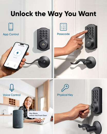 eufy Smart Lock C30, Keyless Entry Door Lock, Built-in WiFi Deadbolt, Smart Lock for Front Door, No Bridge Required, Easy Installation, App Remote Control, Auto Lock, Black