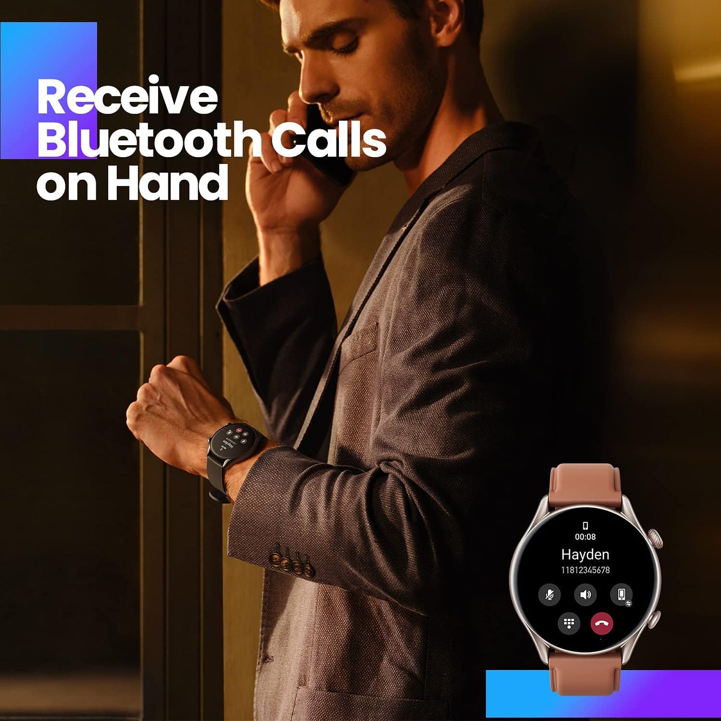 Amazfit GTR 3 Pro Smart Watch for Men 46mm, 14-Day Battery Life, GPS, Alexa Built-In, Bluetooth Calls, Fitness Tracker with 150+ Sports Modes, Sleep Heart Rate Tracking, for Android iPhone, Brown