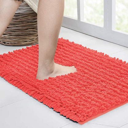 Walensee Bathroom Rug Non Slip Bath Mat (24x17 Inch Blush) Water Absorbent Super Soft Shaggy Chenille Machine Washable Dry Extra Thick Perfect Absorbant Best Small Plush Carpet for Shower Floor