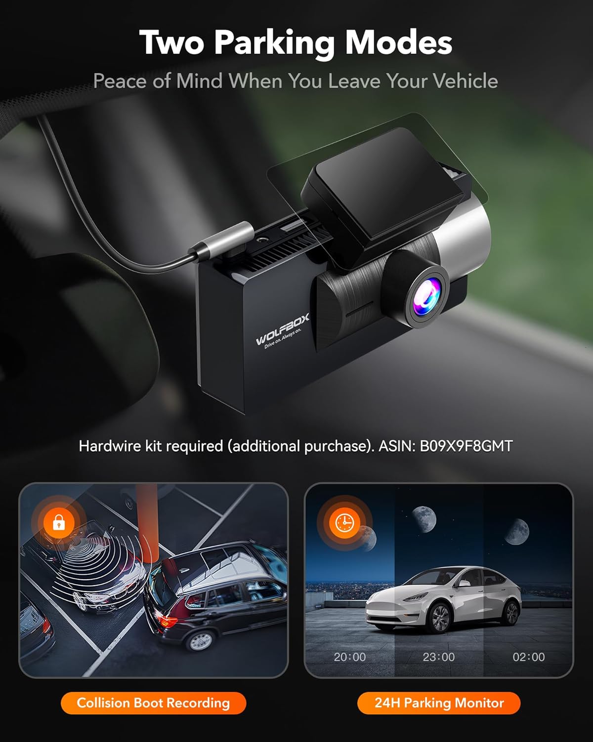 WOLFBOX i17 4K 3 Channel Dash Cam Built-in 5.8GHz WiFi GPS with 64GB Card, 4K+1080P+1080P Dash Cam Front and Rear Inside, Triple Car Camera with 3 Inch Screen, IR Night Vision, WDR, 24H Parking Mode