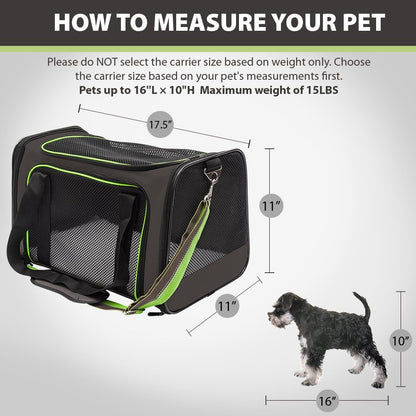 Aivituvin Dog Carrier Airline Approved Soft Sided Pet Carriers, Collapsible Travel Cat Carrier for Medium Cats and Puppies (Green Large)