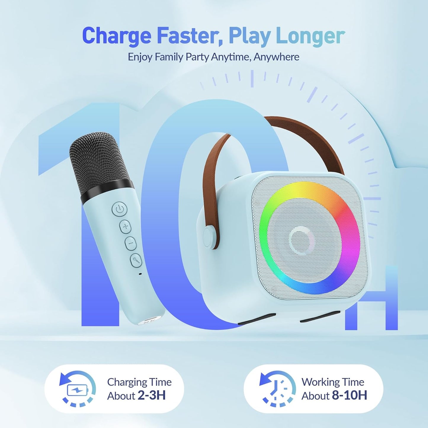 Karaoke Machine, Portable Bluetooth Karaoke Speaker with 2 Wireless Microphones and Party Lights for Kids and Adults, Birthday Gifts for Girls Boys Family Home Party (Beige2)