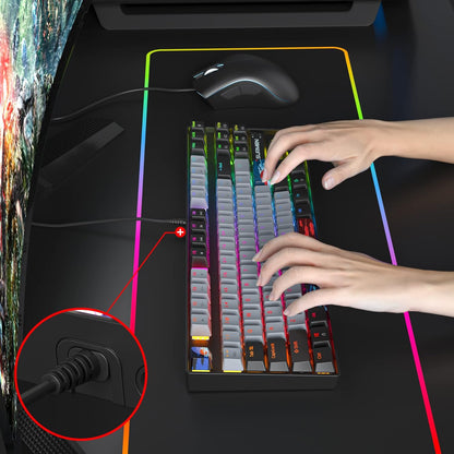 Owpkeenthy Full Size Green Mechanical Gaming Keyboard with Number Pad, Wired 100% Office NKRO Keyboard RGB Backlit 104 Keys with Red Switch for PC Gamer (104 Matcha)