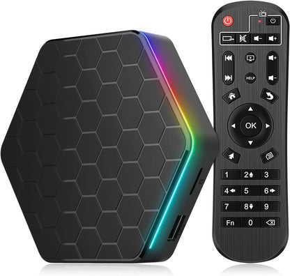Android 12.0 TV Box，6k/3D HD Tv Box H618 Quadcore 4GB RAM 32GB ROM 2.4G/5.0G Dual WiFi & BT 5.0 Android Box Support Multi-Lingual TV Box with LAN Ethernet 10/100M for Chat Movie Game etc.