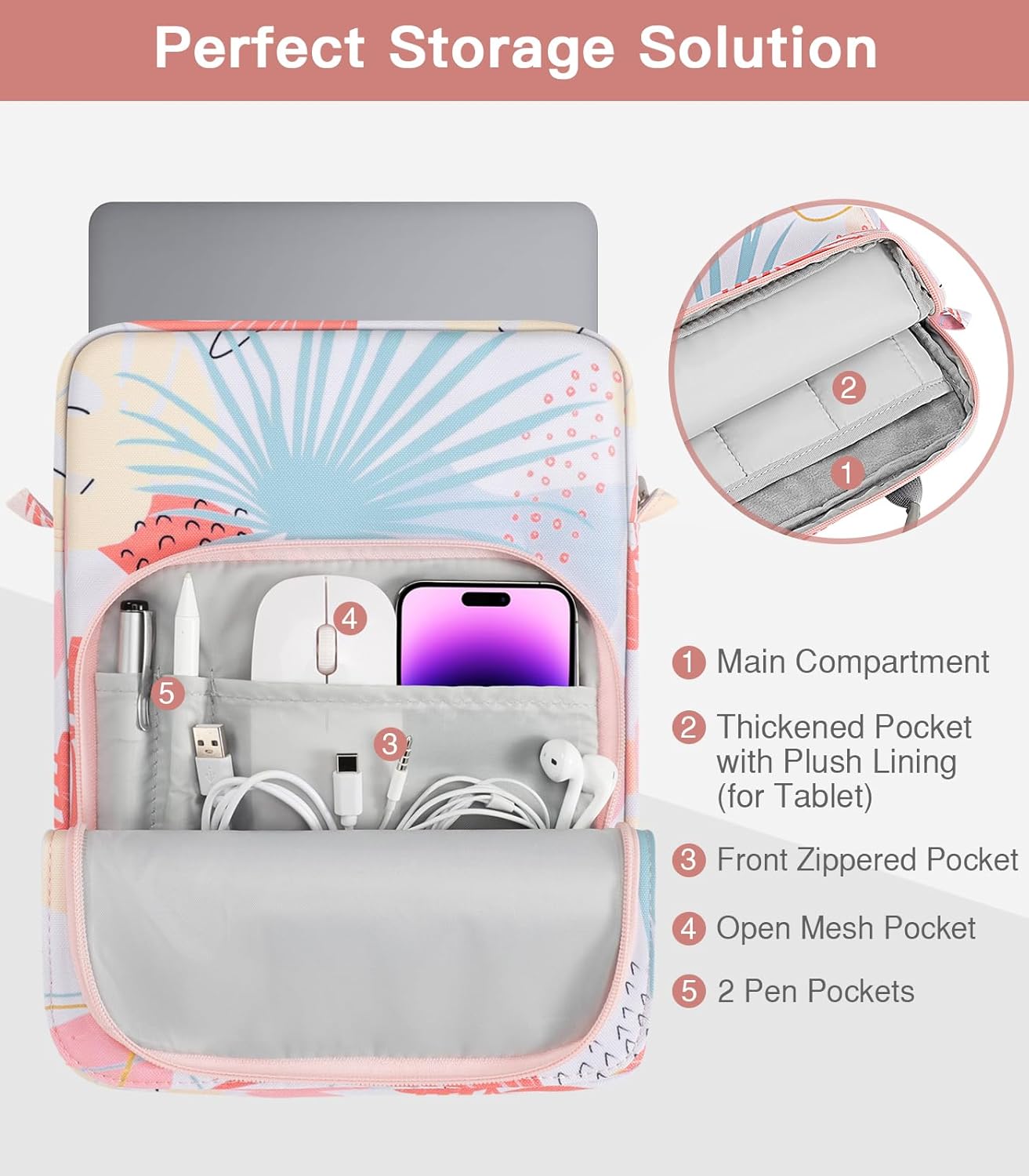 MoKo 13.3-14 Inch Laptop Sleeve Bag Fits MacBook Pro M3/M2 14" 2023, MacBook Pro 13" M2, New MacBook Air 13.6" M3/M2 2024/2022,Tab S8 Ultra 14.6",Handle Carrying Case with Shoulder Strap, Black & Gray - PuriLite