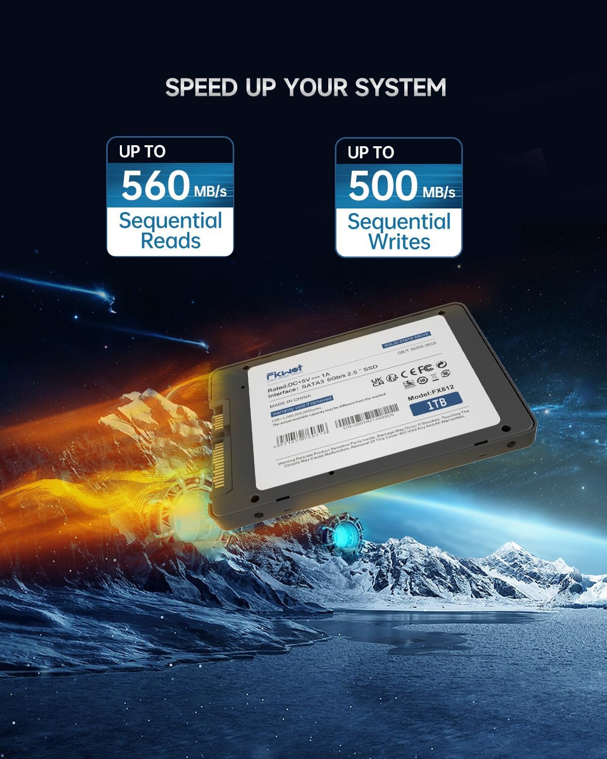 Fikwot FX815 1TB SSD, 2.5" SATA SSD, Internal Solid State Drive, Up to 560MB/s, Compatible with Laptop & PC Desktop