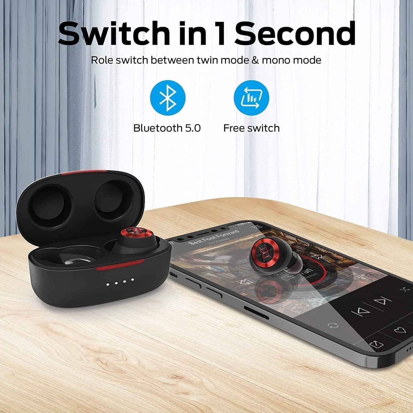 Monster Open Ear AC339 Earbuds, Bluetooth 6.0 Earphones Stereo Sound, Open Ear Clip Wireless Earbuds 40 Hours Playback, with Smart Digital Display Design, Touch Control, IPX6 Waterproof
