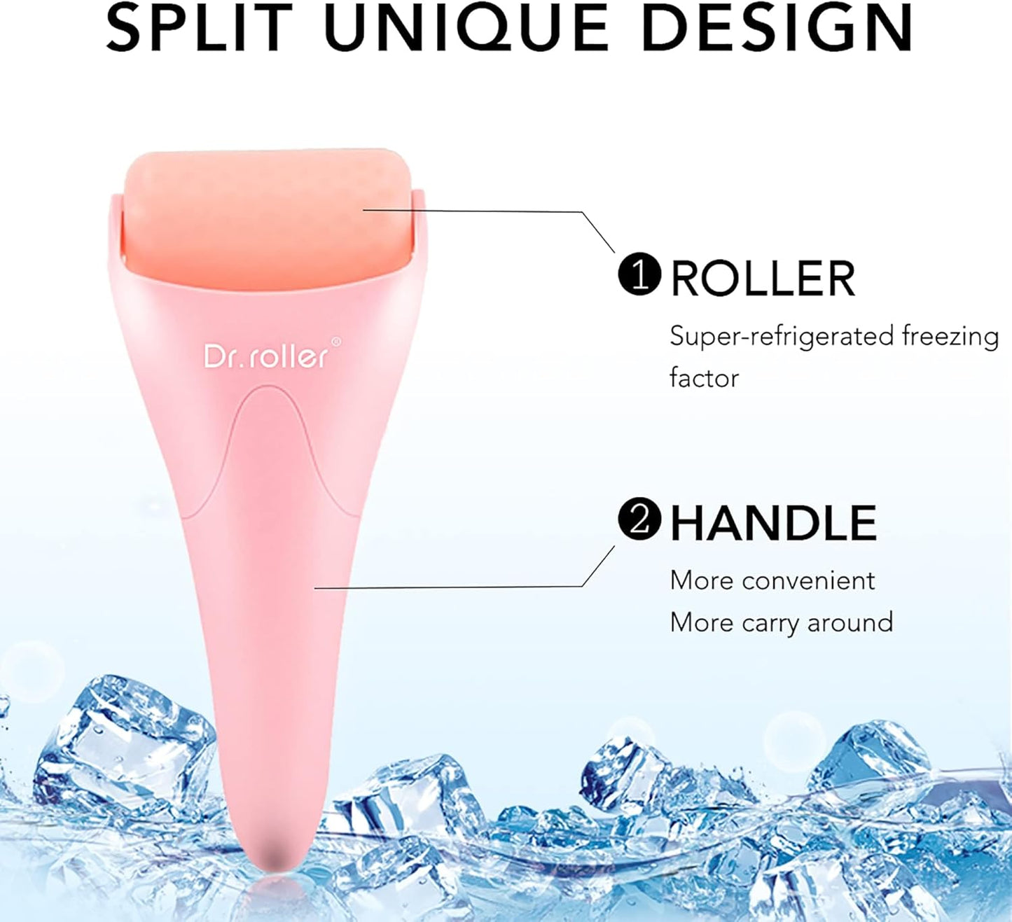 Ice Roller, Ice Roller for Face & Eye, Ice Face Roller for Women Skin Care Massage Tool Relieve Puffiness Reduce Pain Relief and Tightens Pore (Pink)