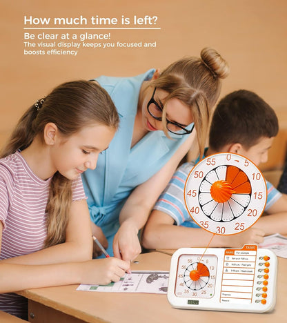 3-in-1 Visual Timer with Planning Board | 60 Minute Countdown Timer and Task Checklist